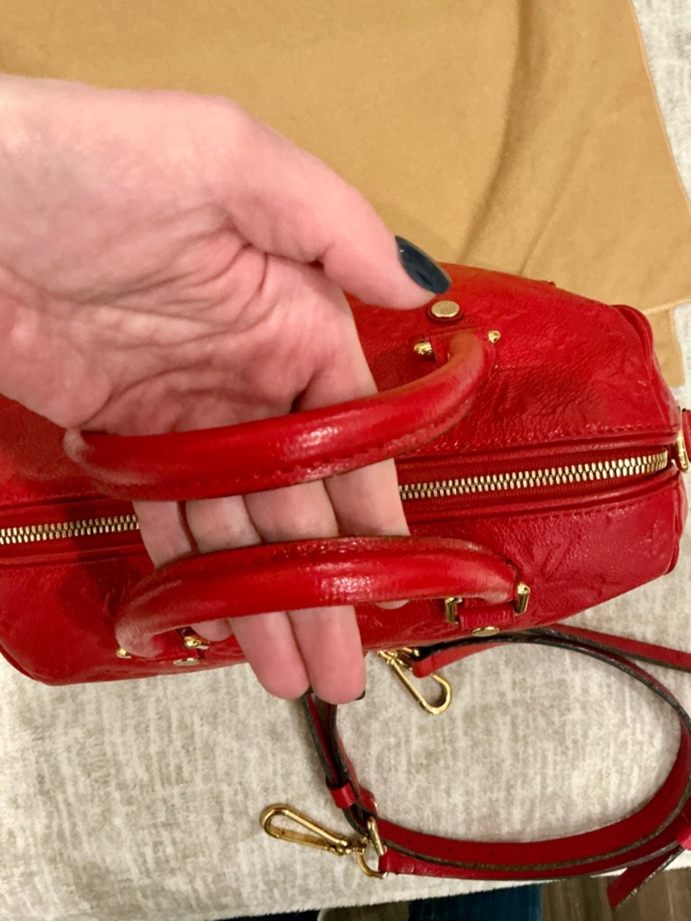 ✨💎Louis Vuitton💎✨Red Empriente Leather Speedy 25 Bandoulière - Picture 8 of 13